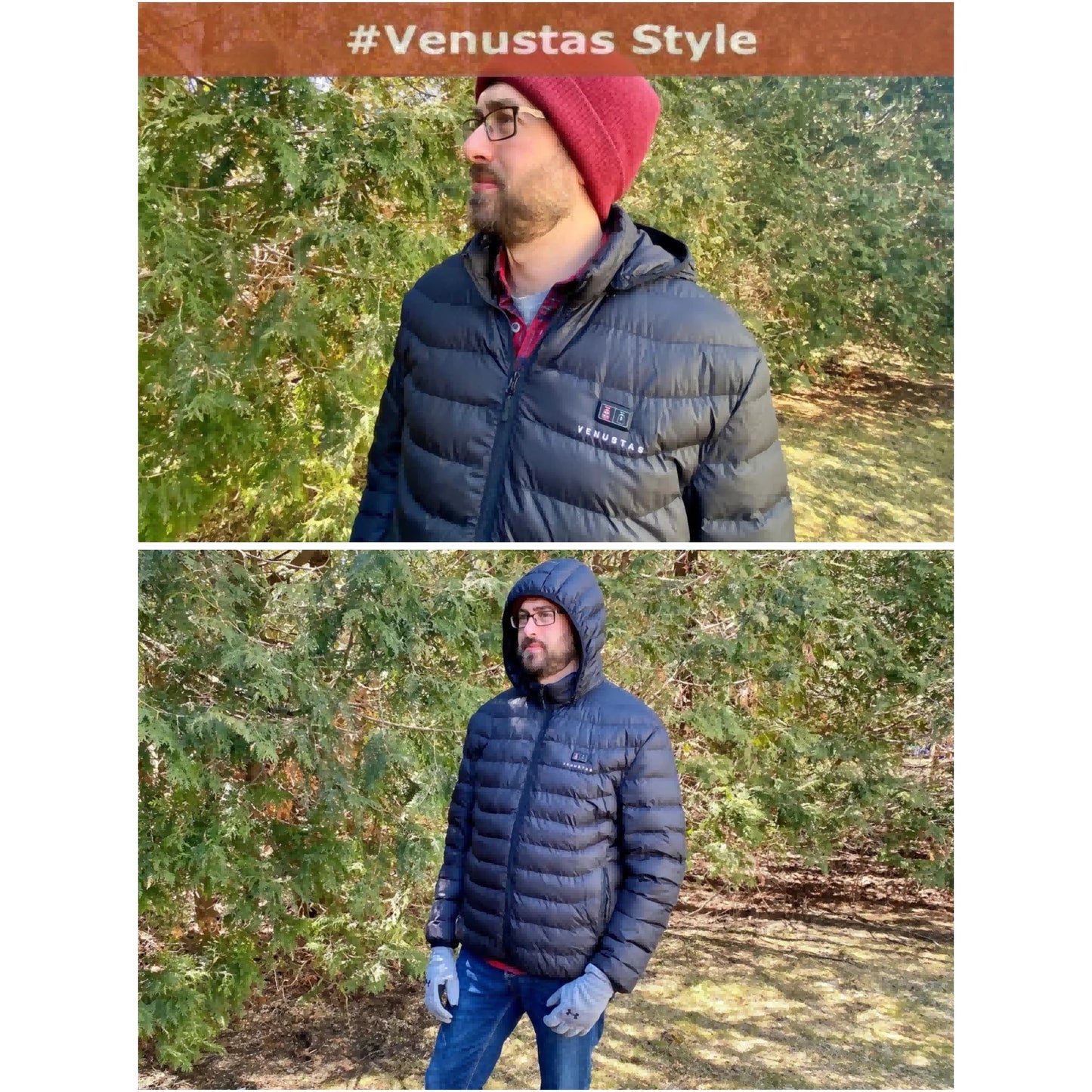 Unisex Heated Jacket with Battery Pack 7.4V, Winter Heated Coat for Women and Men, 6 Heating Zones, Detachable Hood (Black, XS)