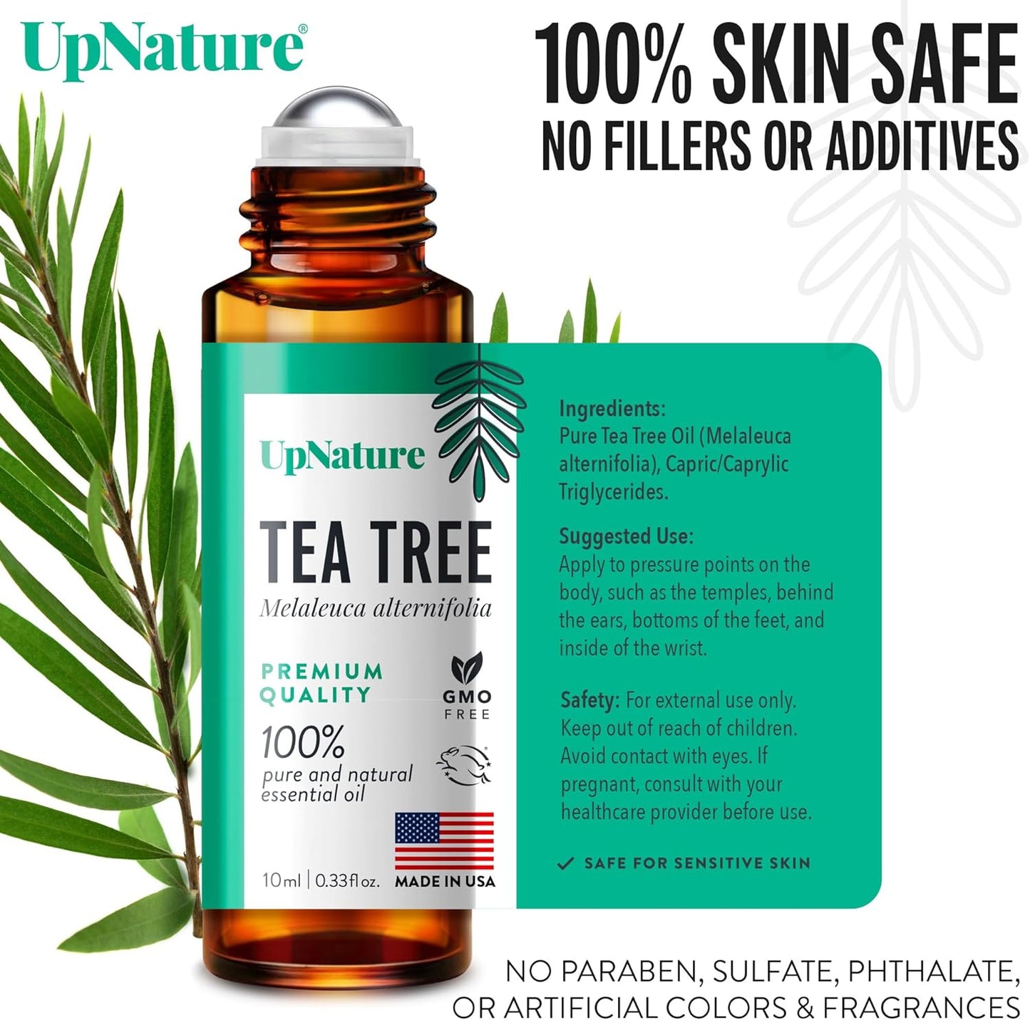 Tea Tree Essential Oil Roll on - 100% Natural Tea Tree Oil for Skin